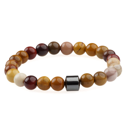 THE MEN THING Bead Bracelet AZURITE POLYCHROMATIC -  Beads Bracelet with Natural Stone - 7 inch Stretch Bracelet