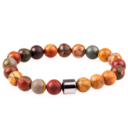 THE MEN THING Bead Bracelet AZURITE RAINBOW - Beads Bracelet with Natural Stone - 7 inch Stretch Bracelet