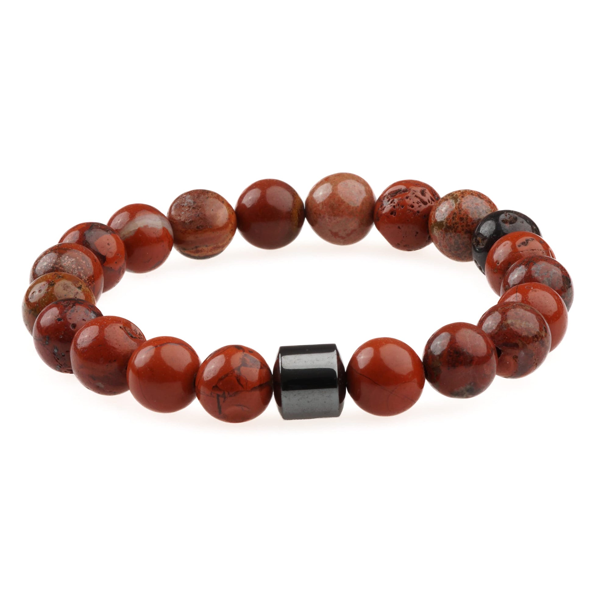 THE MEN THING Bead Bracelet AZURITE VOLCANIC -  Beads Bracelet with Natural Stone - 7 inch Stretch Bracelet