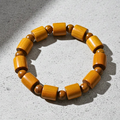 THE MEN THING Bead Bracelet BAREOAK - 13mm Wooden Beads Bracelet with Natural Stone - Adjustable Bracelet