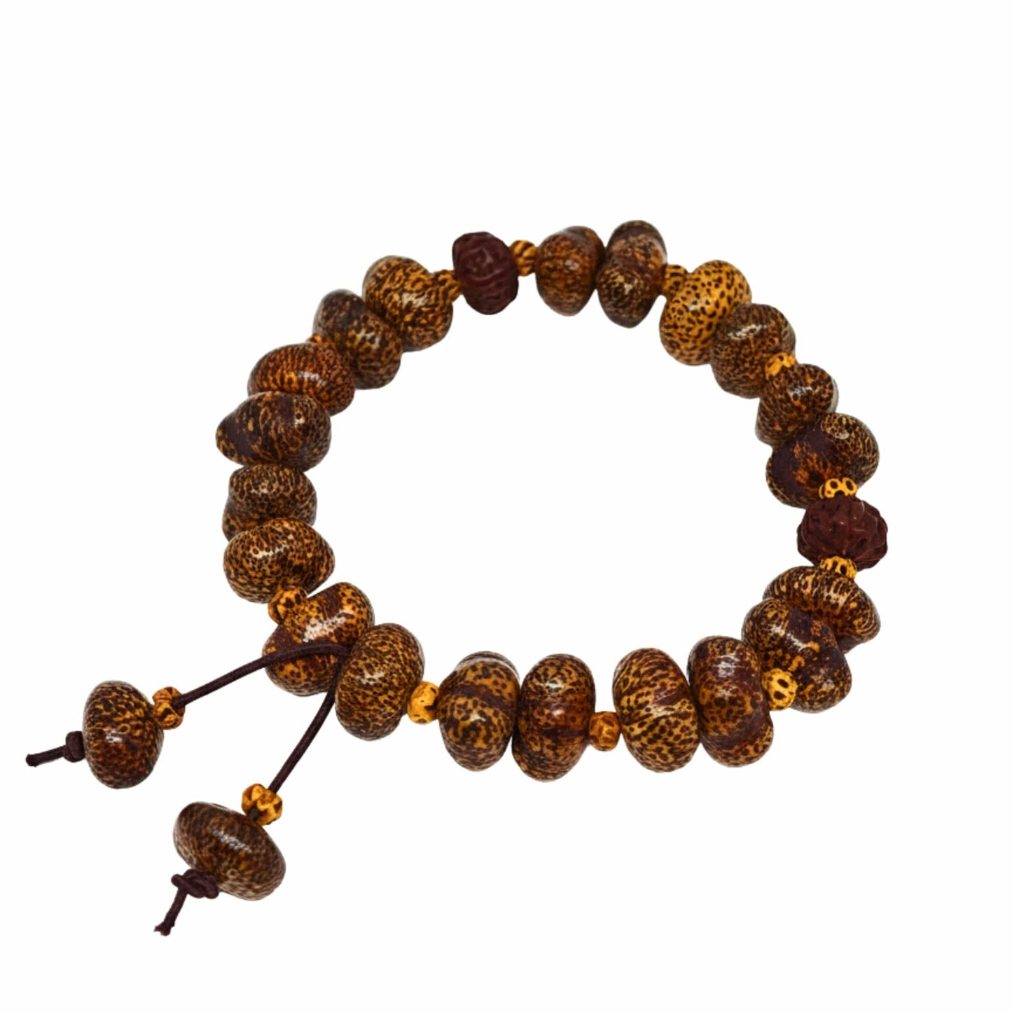 THE MEN THING Bead Bracelet BODHI SEED - 16mm Wooden Beads Bracelet with Natural Stone - Adjustable Bracelet