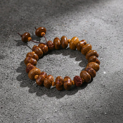 THE MEN THING Bead Bracelet BODHI SEED - 16mm Wooden Beads Bracelet with Natural Stone - Adjustable Bracelet