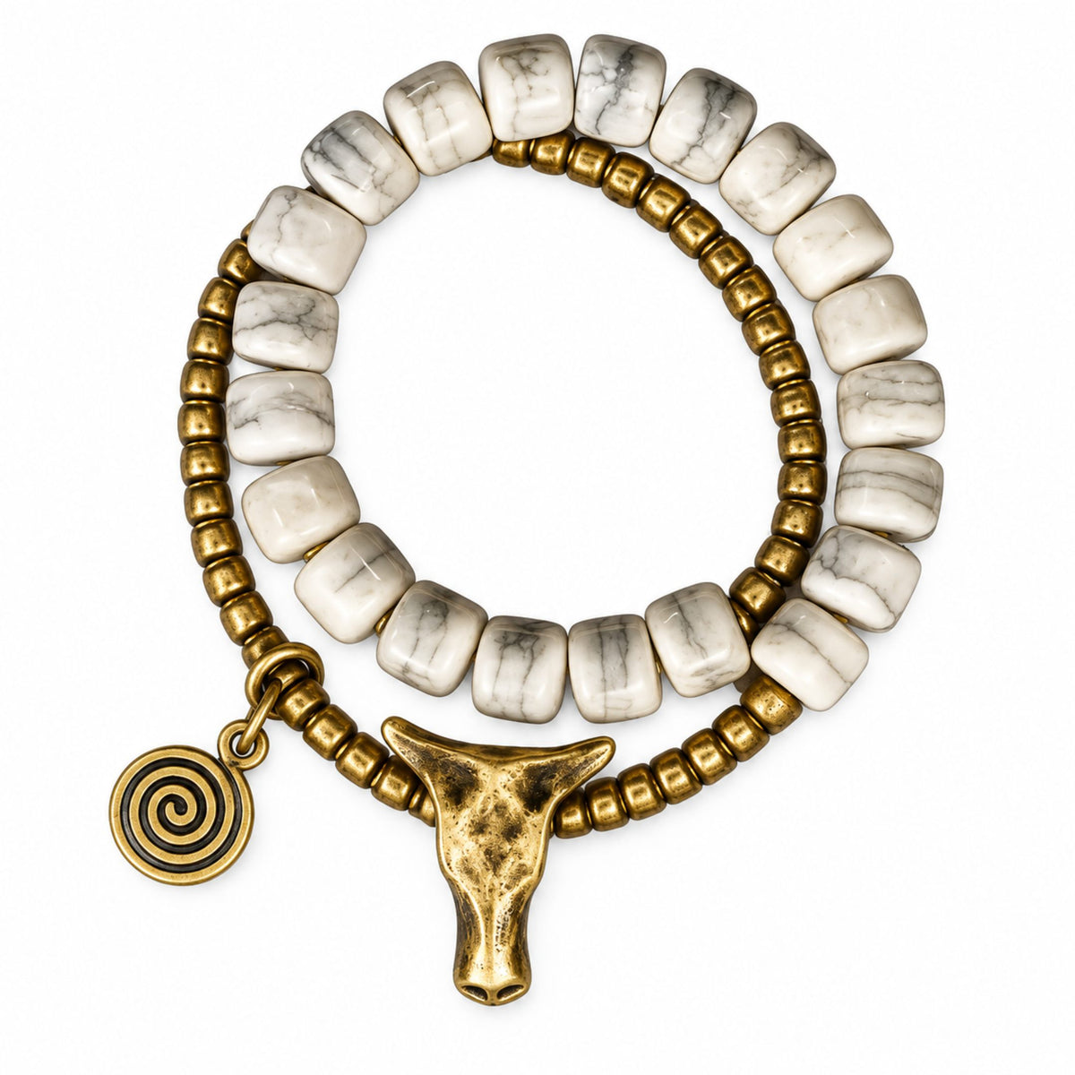 THE MEN THING Bead Bracelet BULL RELIC - 12mm Beads Adjustable  Bracelet for Men & Boys