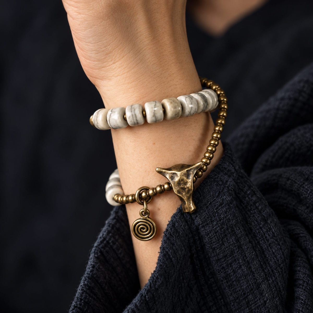 THE MEN THING Bead Bracelet BULL RELIC - 12mm Beads Adjustable  Bracelet for Men & Boys