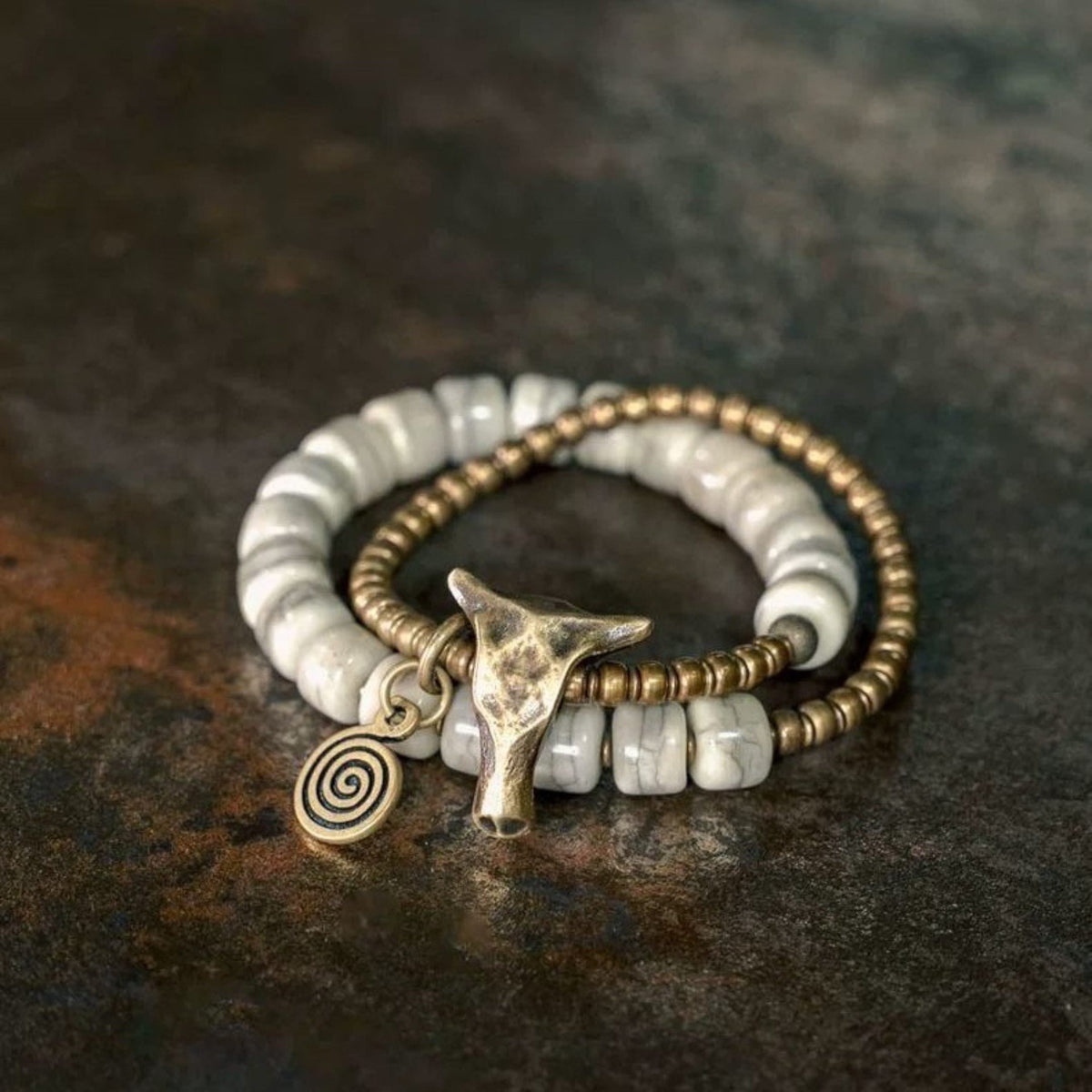 THE MEN THING Bead Bracelet BULL RELIC - 12mm Beads Adjustable  Bracelet for Men & Boys