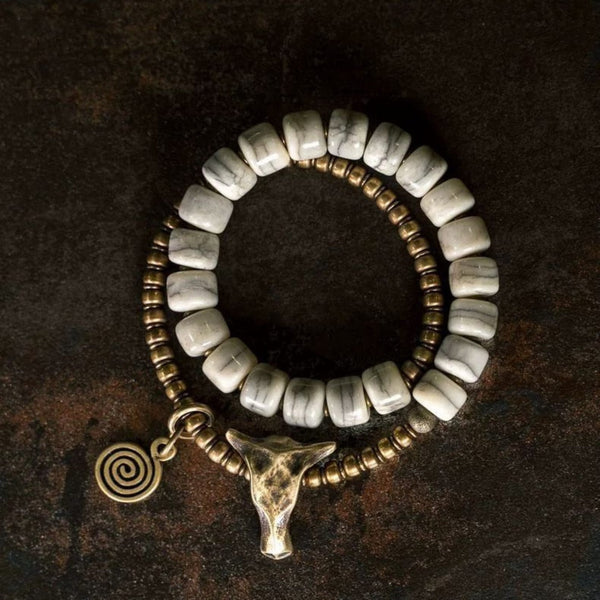BULL RELIC - 12mm Beads Adjustable  Bracelet for Men & Boys