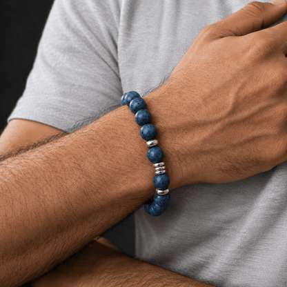 THE MEN THING Bead Bracelet CAELORA - 10mm Beads Bracelet with Natural Stone - Adjustable Bracelet