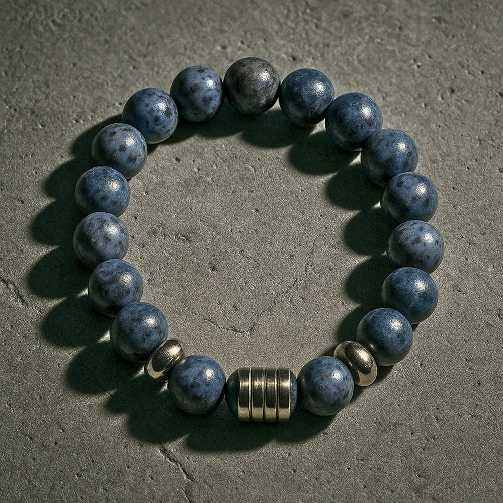 THE MEN THING Bead Bracelet CAELORA - 12mm Beads Bracelet with Natural Stone - Adjustable Bracelet