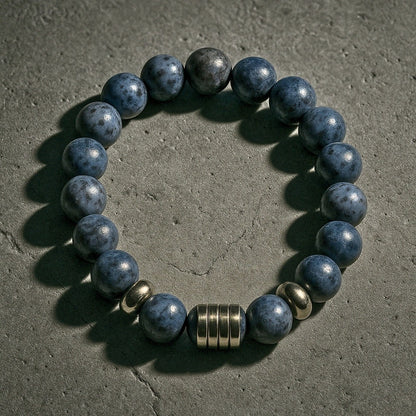 THE MEN THING Bead Bracelet CAELORA - 12mm Beads Bracelet with Natural Stone - Adjustable Bracelet