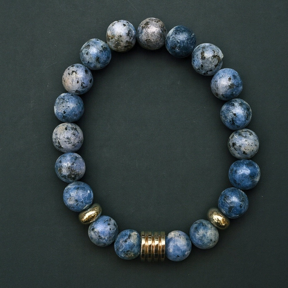 THE MEN THING Bead Bracelet CAELORA - 12mm Beads Bracelet with Natural Stone - Adjustable Bracelet