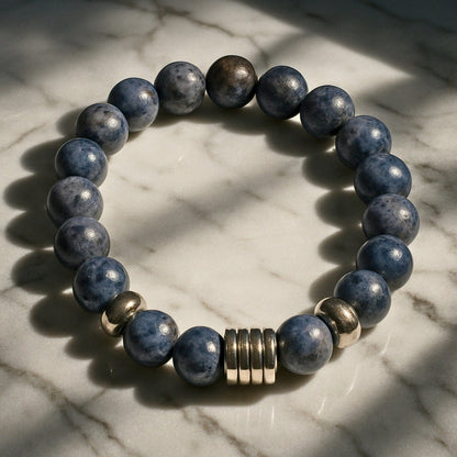 THE MEN THING Bead Bracelet CAELORA - 12mm Beads Bracelet with Natural Stone - Adjustable Bracelet