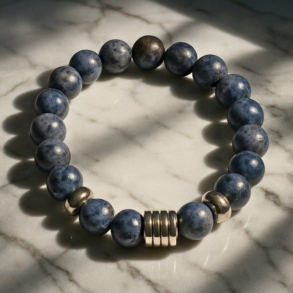 CAELORA - 10mm Beads Bracelet with Natural Stone - Adjustable Bracelet