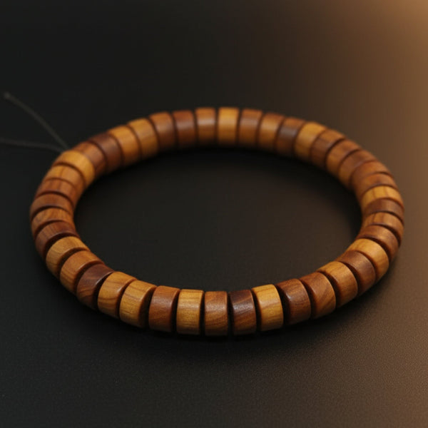 CEDAR CORE  - 10mm Wooden Beads Bracelet with Natural Stone - Adjustable Bracelet