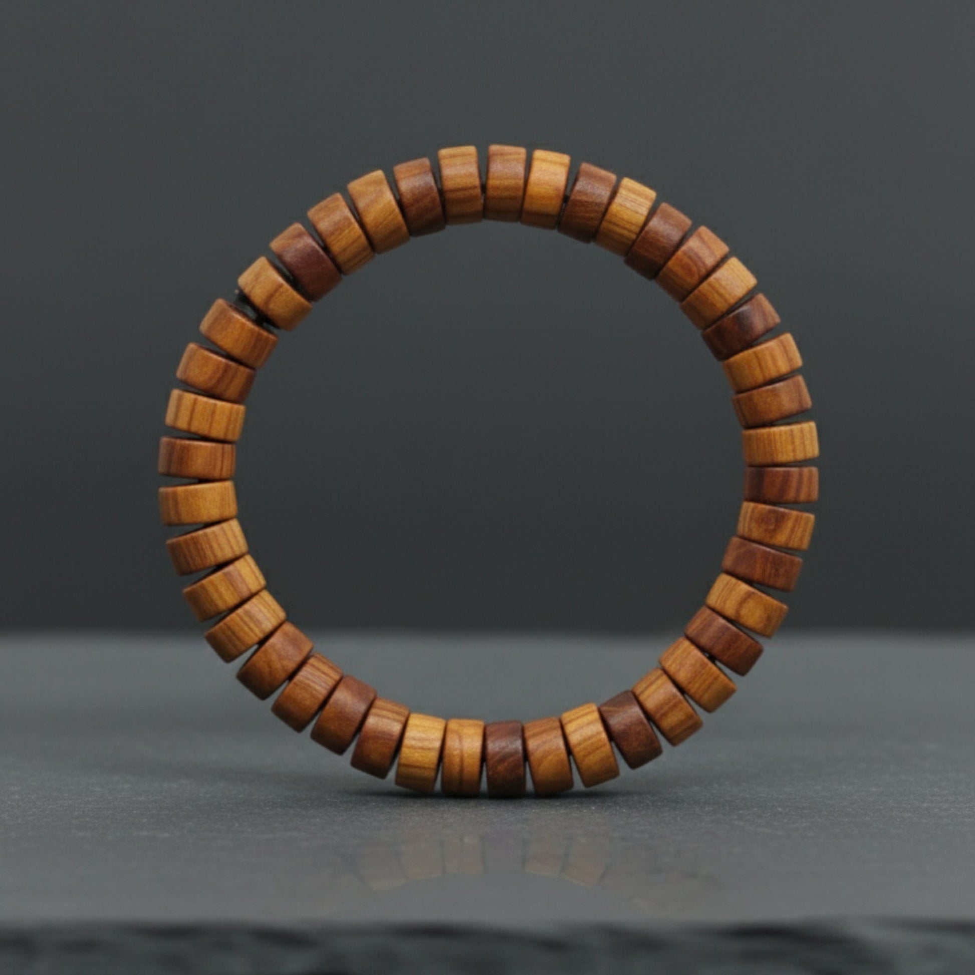 THE MEN THING Bead Bracelet CEDAR CORE  - 10mm Wooden Beads Bracelet with Natural Stone - Adjustable Bracelet