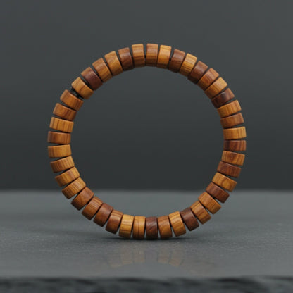 THE MEN THING Bead Bracelet CEDAR CORE  - 10mm Wooden Beads Bracelet with Natural Stone - Adjustable Bracelet