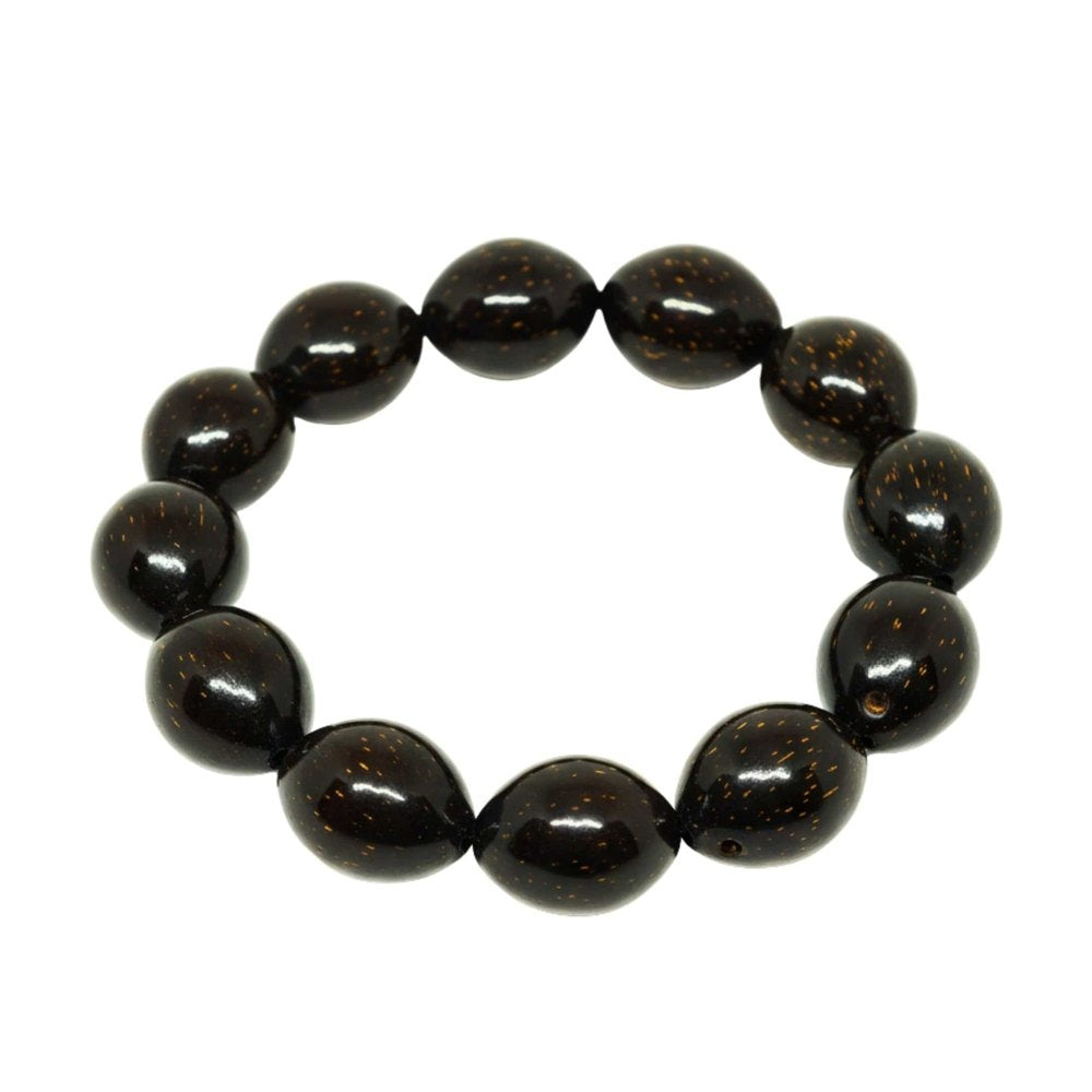 THE MEN THING Bead Bracelet COCOSOUL - 17mm Wooden Beads Bracelet with Natural Stone - Adjustable Bracelet