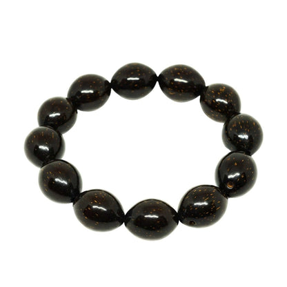 THE MEN THING Bead Bracelet COCOSOUL - 17mm Wooden Beads Bracelet with Natural Stone - Adjustable Bracelet