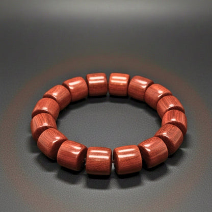 THE MEN THING Bead Bracelet CRIMSON TIMBER - 16mm Wooden Beads Bracelet with Natural Stone - Adjustable Bracelet