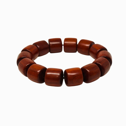 THE MEN THING Bead Bracelet CRIMSON TIMBER - 16mm Wooden Beads Bracelet with Natural Stone - Adjustable Bracelet