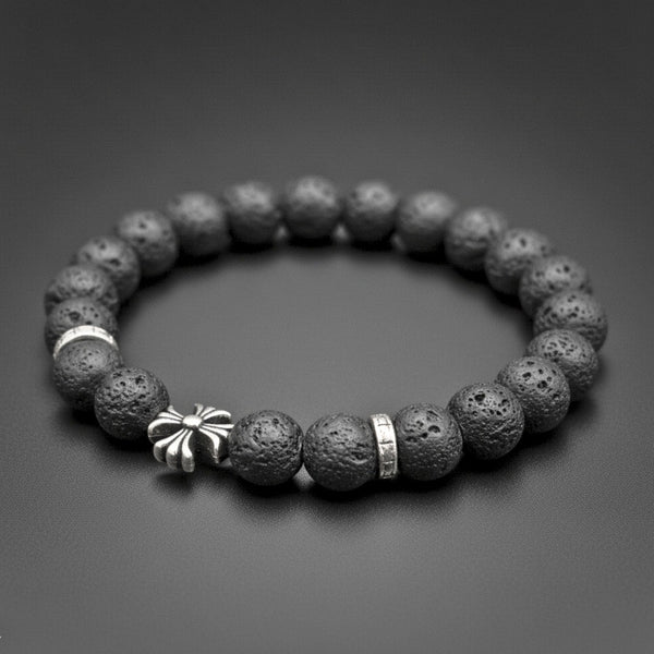 DRAKNOR LAVA - 12mm Beads Bracelet with Natural Stone - Adjustable Bracelet