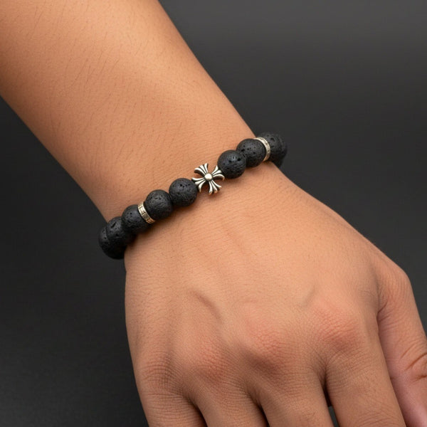 DRAKNOR LAVA - 12mm Beads Bracelet with Natural Stone - Adjustable Bracelet