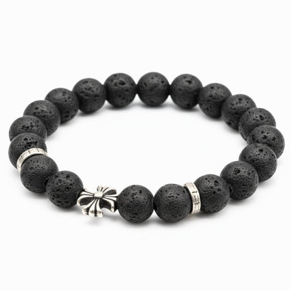 THE MEN THING Bead Bracelet DRAKNOR LAVA - 12mm Beads Bracelet with Natural Stone - Adjustable Bracelet