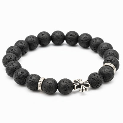 THE MEN THING Bead Bracelet DRAKNOR LAVA - 12mm Beads Bracelet with Natural Stone - Adjustable Bracelet