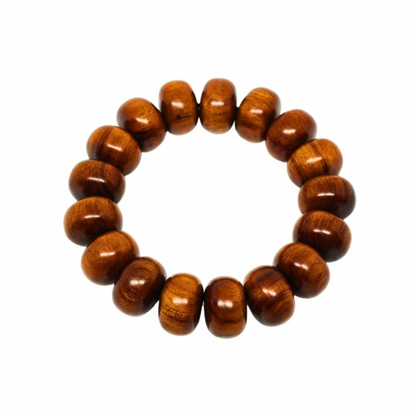 EVOOAK - 19mm Wooden Beads Bracelet with Natural Stone - Adjustable Bracelet
