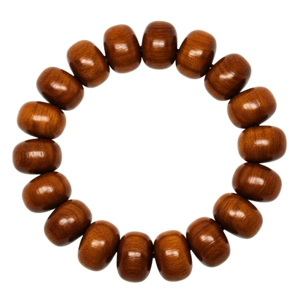EVOOAK - 19mm Wooden Beads Bracelet with Natural Stone - Adjustable Bracelet