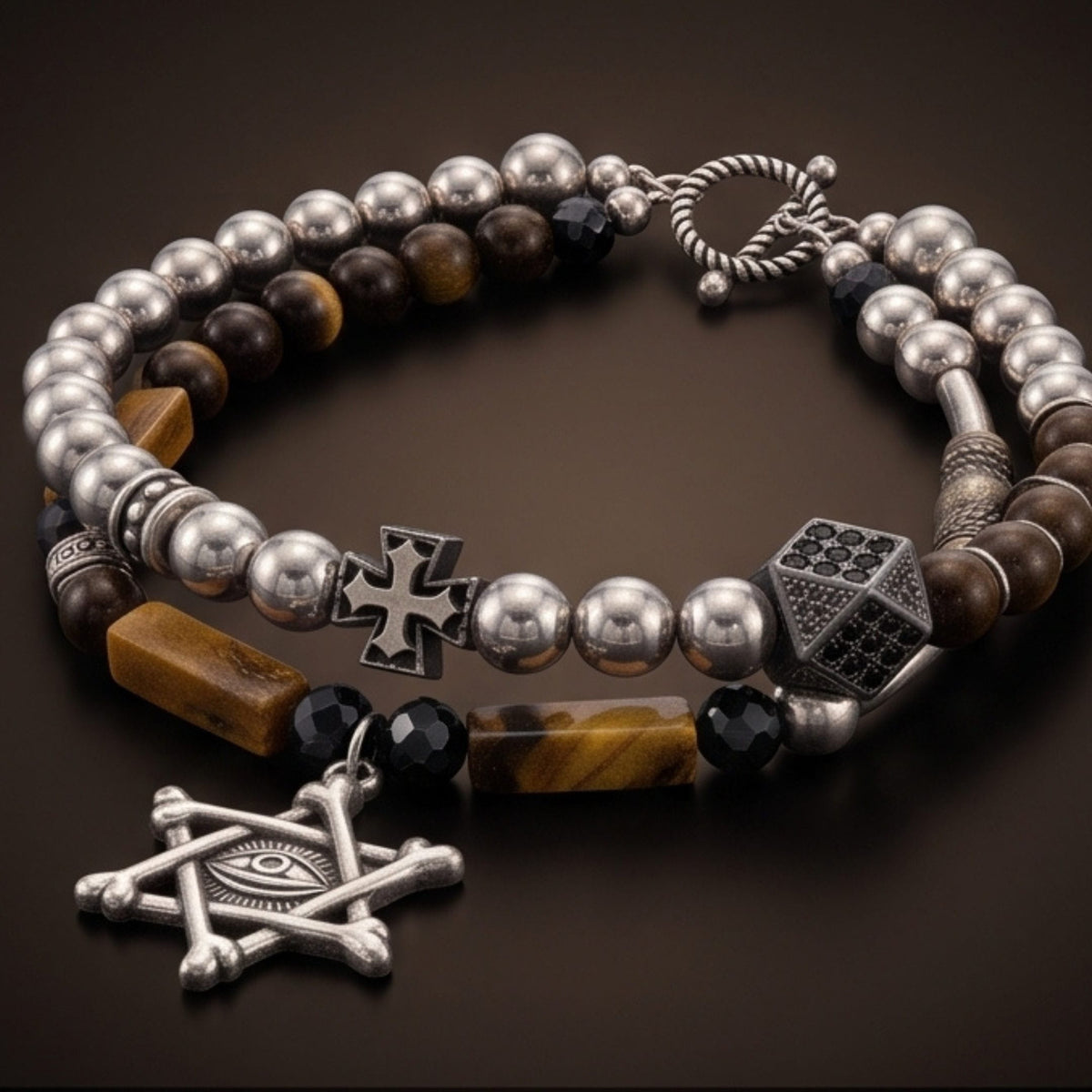 THE MEN THING Bead Bracelet EYE RELIC - Beads Bracelet for Men & Boys (8 inch)