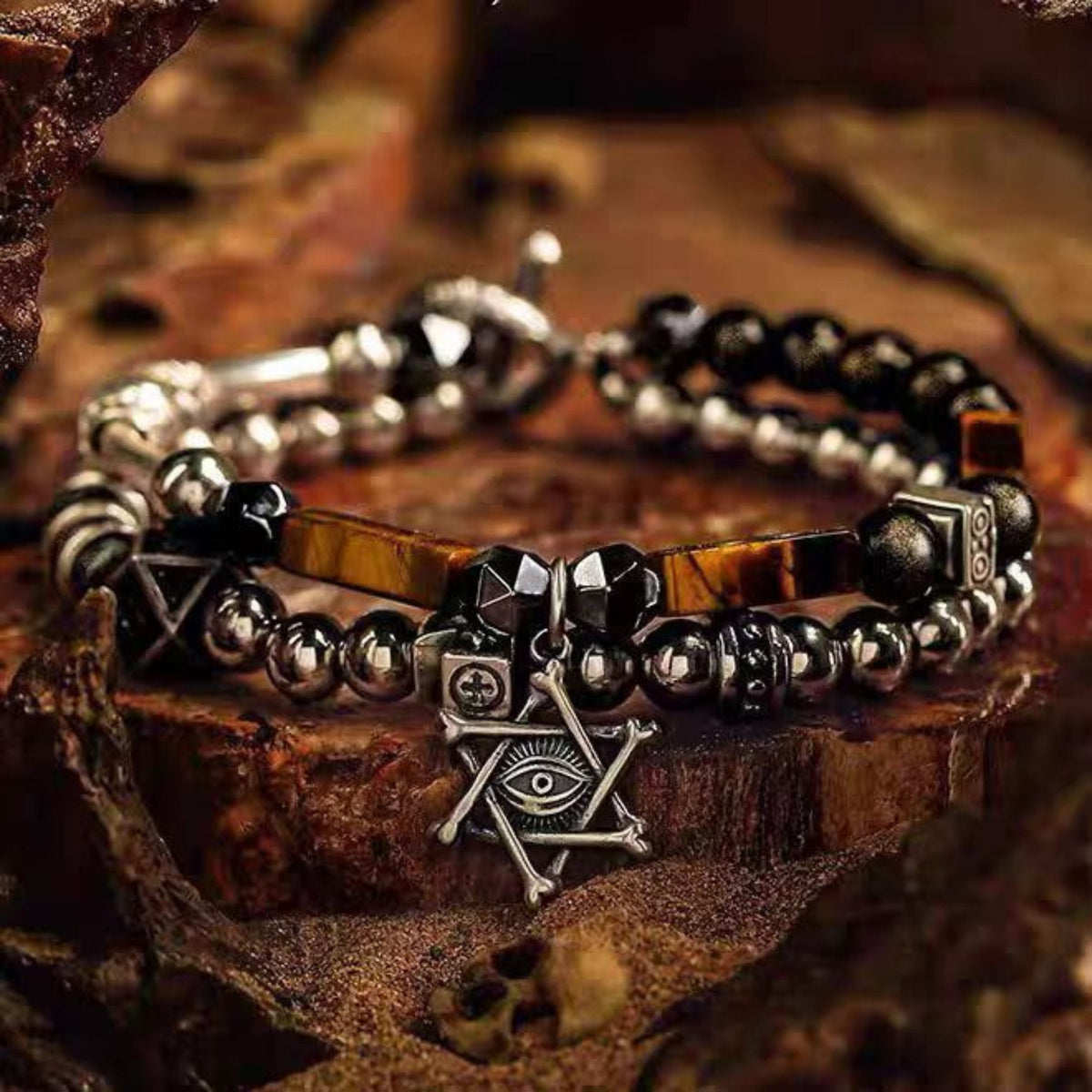 THE MEN THING Bead Bracelet EYE RELIC - Beads Bracelet for Men & Boys (8 inch)