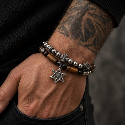 THE MEN THING Bead Bracelet EYE RELIC - Beads Bracelet for Men & Boys (8 inch)
