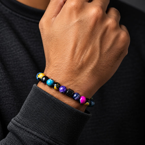GALAXY AURA - 10mm Beads Bracelet with Natural Stone - Adjustable Bracelet