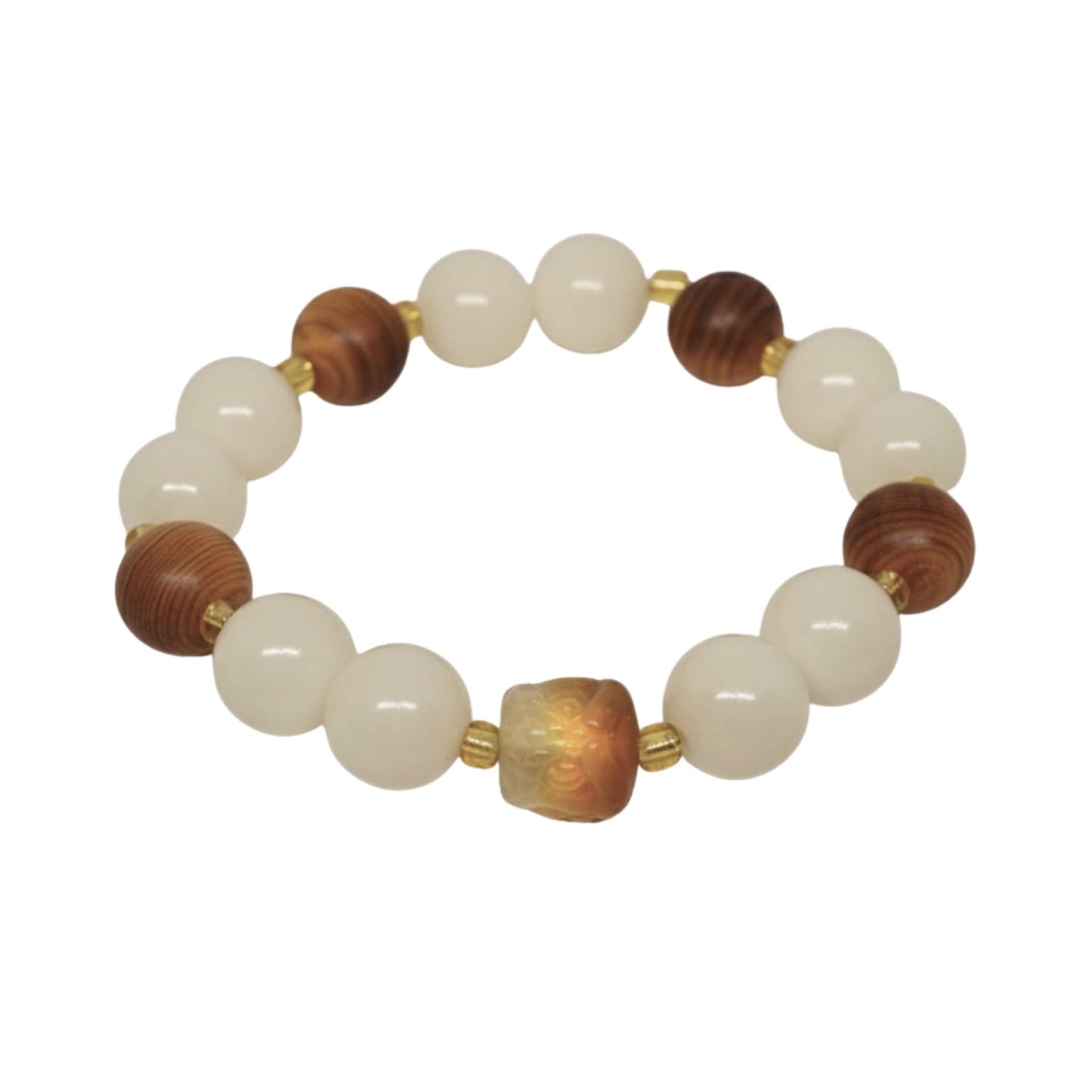 THE MEN THING Bead Bracelet IVORY GROVE - 13mm Beads Bracelet with Natural Stone - Adjustable Bracelet