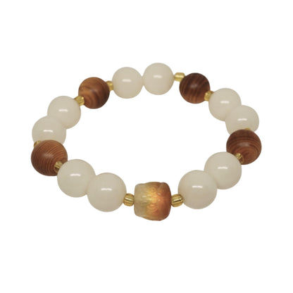 THE MEN THING Bead Bracelet IVORY GROVE - 13mm Beads Bracelet with Natural Stone - Adjustable Bracelet