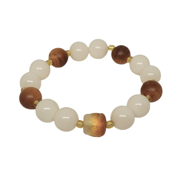 IVORY GROVE - 13mm Beads Bracelet with Natural Stone - Adjustable Bracelet