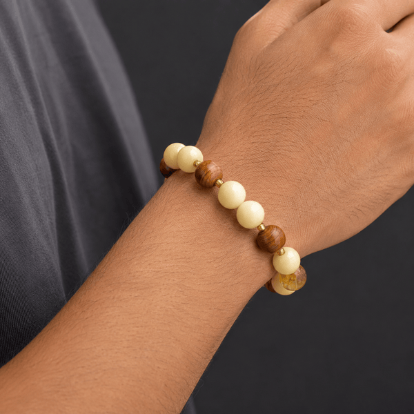IVORY GROVE - 13mm Beads Bracelet with Natural Stone - Adjustable Bracelet