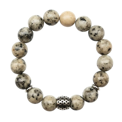 THE MEN THING Bead Bracelet KIWI JASPER - 12mm Beads Bracelet with Natural Stone - Adjustable Bracelet