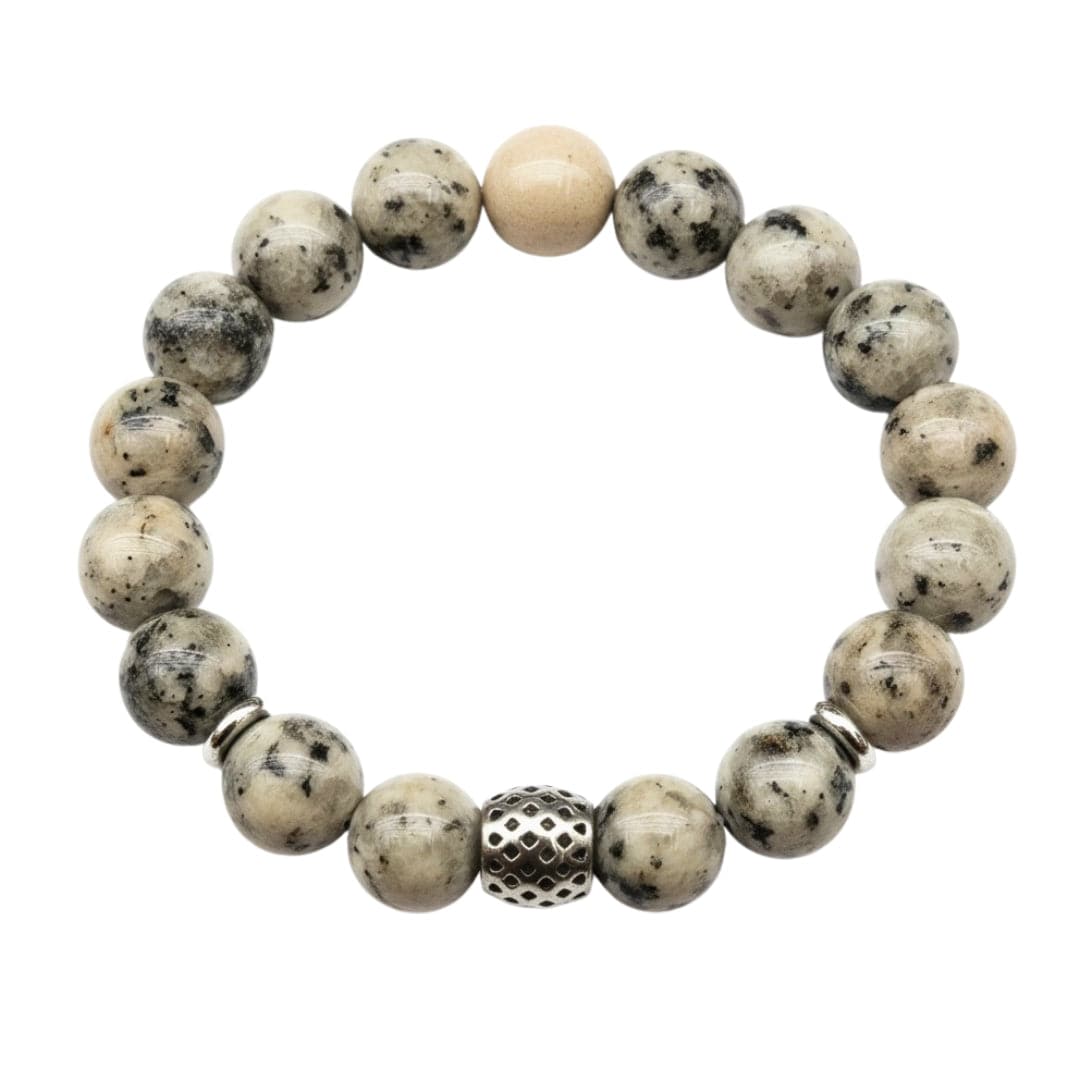 THE MEN THING Bead Bracelet KIWI JASPER - 12mm Beads Bracelet with Natural Stone - Adjustable Bracelet
