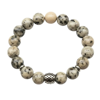 THE MEN THING Bead Bracelet KIWI JASPER - 12mm Beads Bracelet with Natural Stone - Adjustable Bracelet