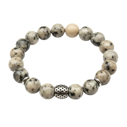 THE MEN THING Bead Bracelet KIWI JASPER - 12mm Beads Bracelet with Natural Stone - Adjustable Bracelet