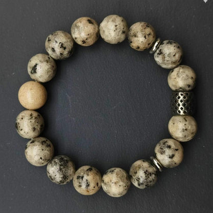 THE MEN THING Bead Bracelet KIWI JASPER - 12mm Beads Bracelet with Natural Stone - Adjustable Bracelet