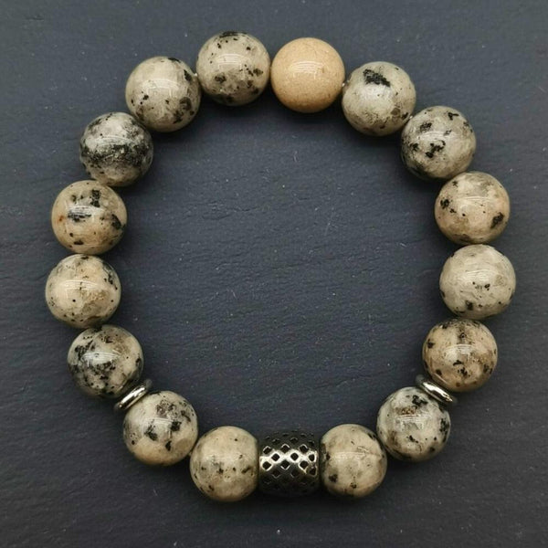 KIWI JASPER - 12mm Beads Bracelet with Natural Stone - Adjustable Bracelet
