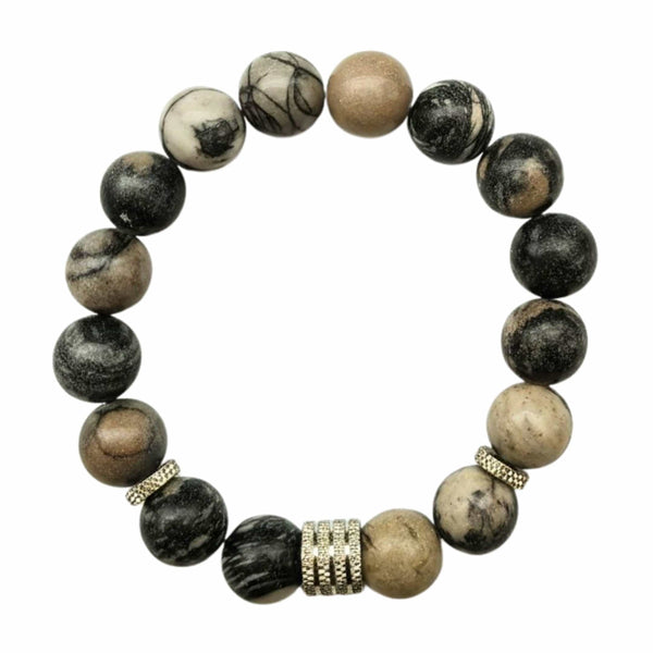 LUMORA - 12mm Beads Bracelet with Natural Stone - Adjustable Bracelet