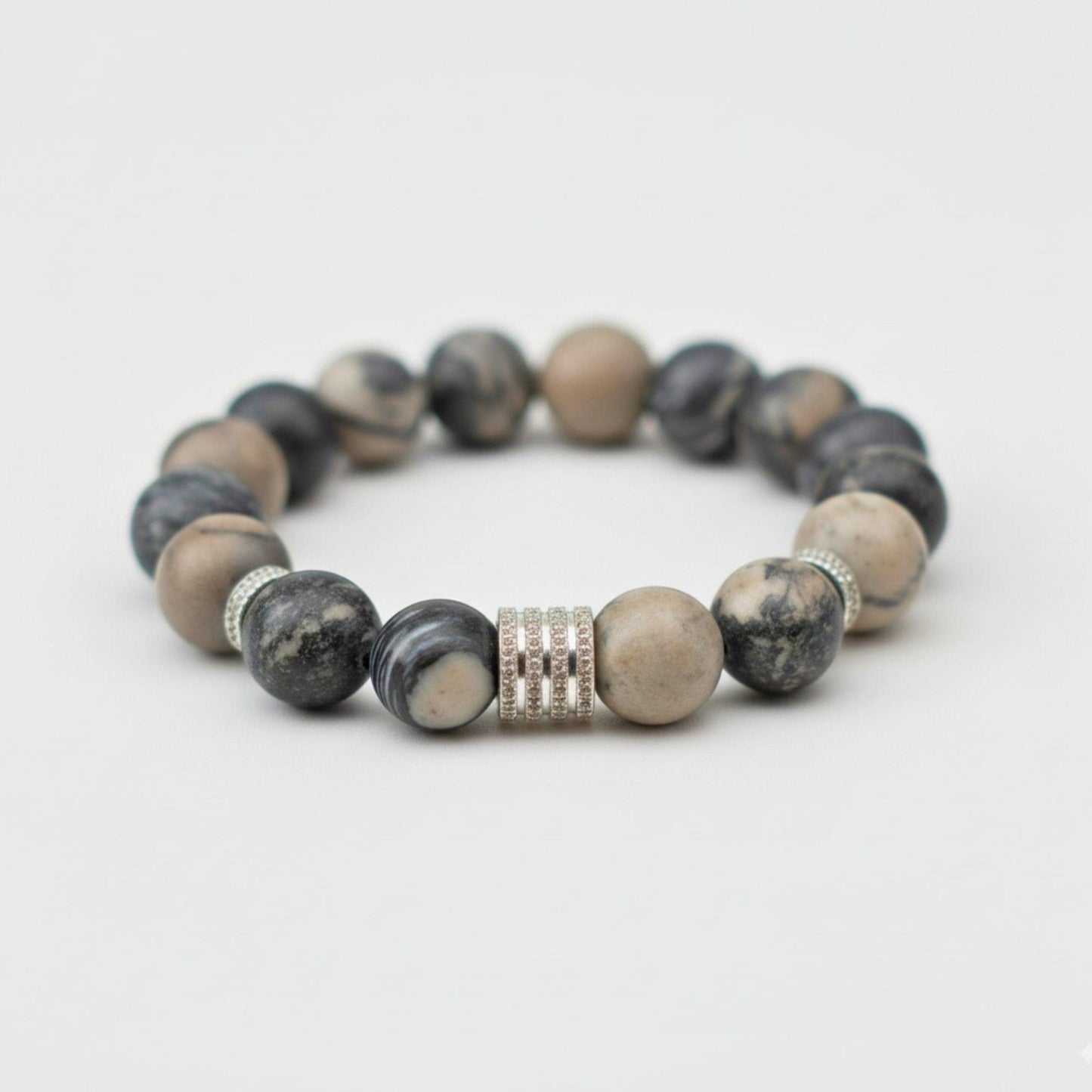 THE MEN THING Bead Bracelet LUMORA - 12mm Beads Bracelet with Natural Stone - Adjustable Bracelet