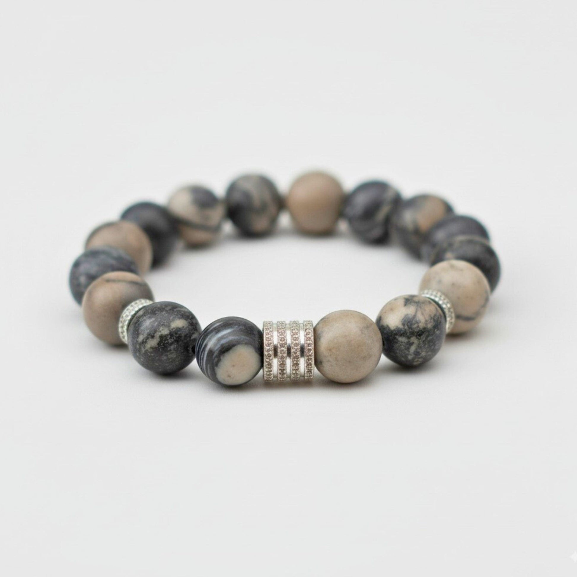 THE MEN THING Bead Bracelet LUMORA - 12mm Beads Bracelet with Natural Stone - Adjustable Bracelet