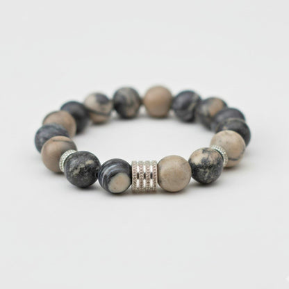 THE MEN THING Bead Bracelet LUMORA - 12mm Beads Bracelet with Natural Stone - Adjustable Bracelet
