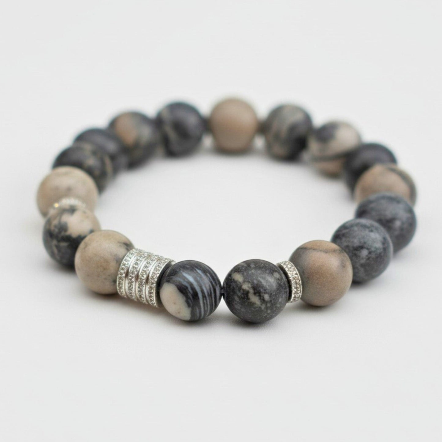 THE MEN THING Bead Bracelet LUMORA - 12mm Beads Bracelet with Natural Stone - Adjustable Bracelet