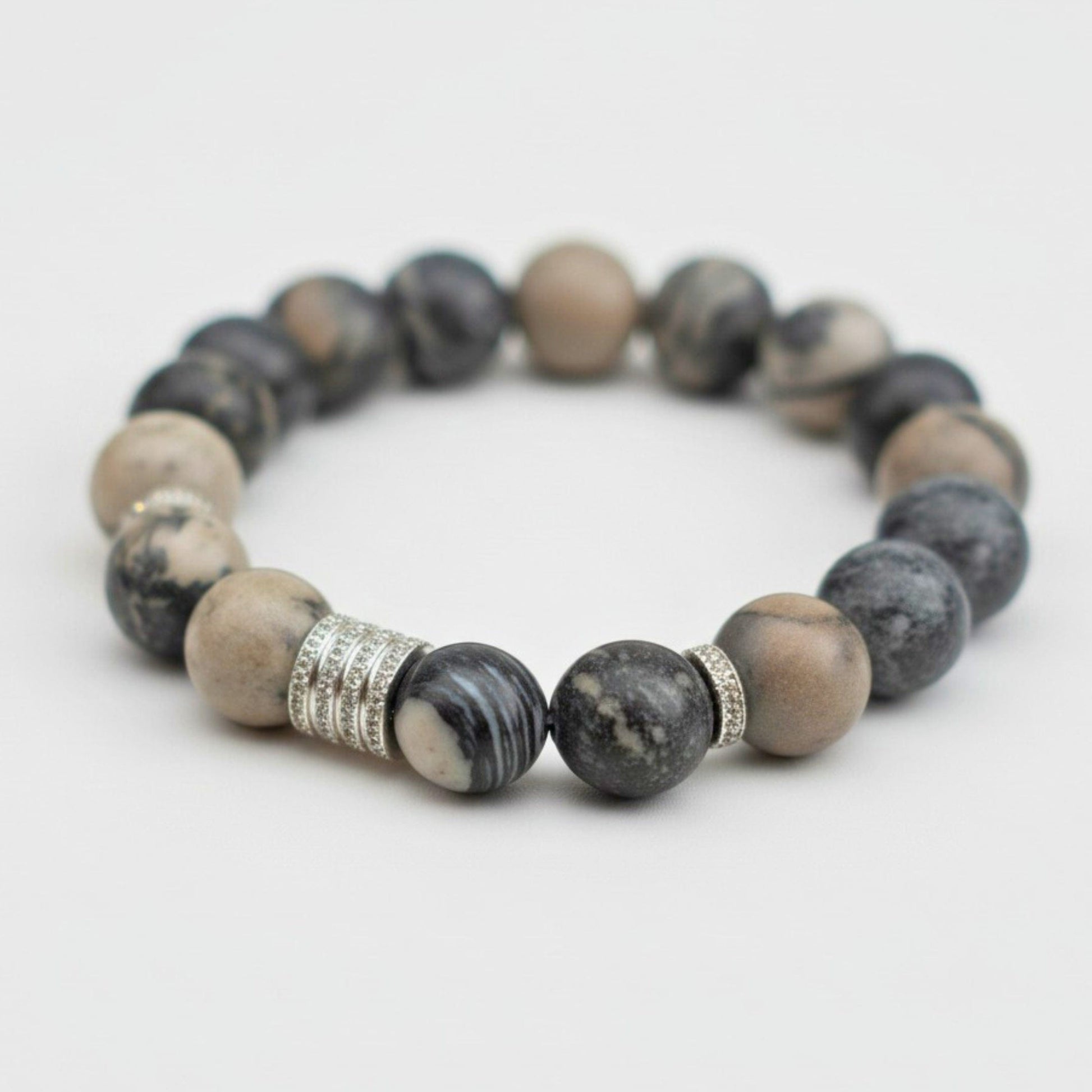 THE MEN THING Bead Bracelet LUMORA - 12mm Beads Bracelet with Natural Stone - Adjustable Bracelet