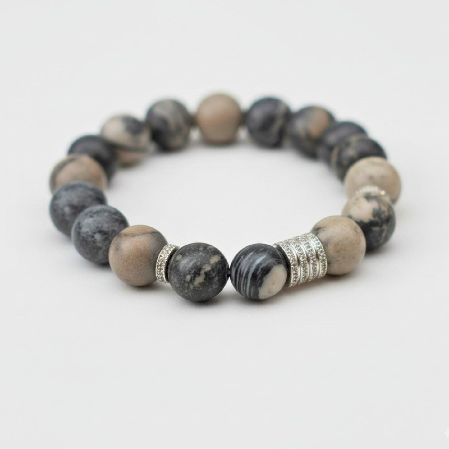 THE MEN THING Bead Bracelet LUMORA - 12mm Beads Bracelet with Natural Stone - Adjustable Bracelet